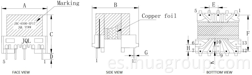 Transformador de volante electrónico de foil de cobre de alta corriente aprobado por ROHS para TV, DVD, ADIUO